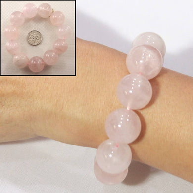 18mm Rose Quartz Gemstone Beads Stretchy Bracelet