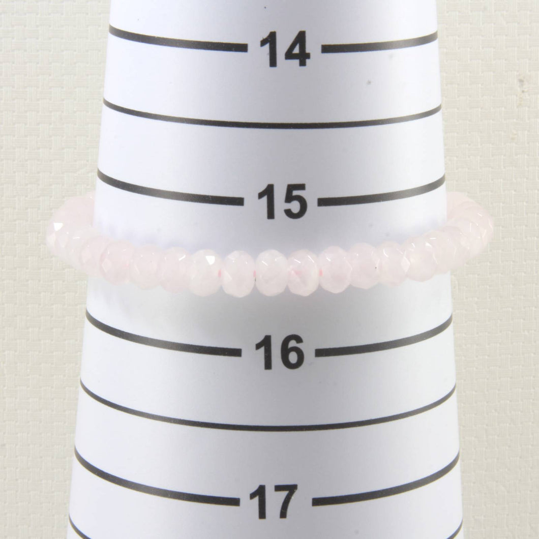 4x6mm Rose Quartz Roundel Faceted Beads Bracelet