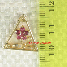 Load image into Gallery viewer, Genuine Natural Ruby &amp; Diamond Triangle Pendant in 14k Yellow Gold