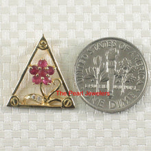 Load image into Gallery viewer, Genuine Natural Ruby &amp; Diamond Triangle Pendant in 14k Yellow Gold
