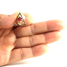 Load image into Gallery viewer, Genuine Natural Ruby &amp; Diamond Triangle Pendant in 14k Yellow Gold