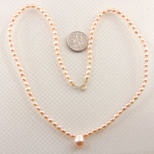 Load image into Gallery viewer, Natural Pink Rice Pearl Necklace with 14k Gold Clasp
