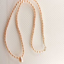 Load image into Gallery viewer, Natural Pink Rice Pearl Necklace with 14k Gold Clasp