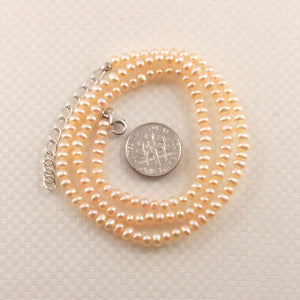Pink Mini Pearl Adjustable Necklace – .925 Silver Clasp