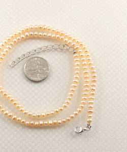 Pink Mini Pearl Adjustable Necklace – .925 Silver Clasp