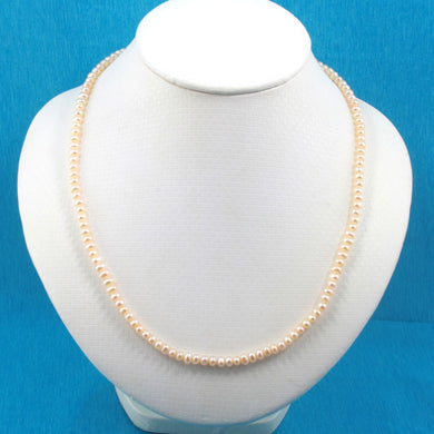 Pink Mini Pearl Adjustable Necklace – .925 Silver Clasp