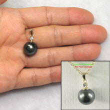 Load image into Gallery viewer, Genuine Black Tahitian Pearl &amp; 14k Yellow Gold Diamond Accent Pendant