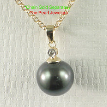 Load image into Gallery viewer, Genuine Black Tahitian Pearl &amp; 14k Yellow Gold Diamond Accent Pendant
