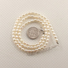 Load image into Gallery viewer, White Rice Pearl Necklace with Adjustable Sterling Silver Clasp