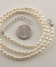Load image into Gallery viewer, White Rice Pearl Necklace with Adjustable Sterling Silver Clasp