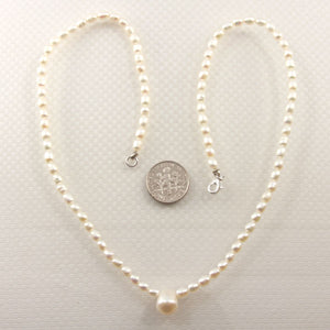 White Freshwater Pearl Pendant Necklace .925 Silver Clasp