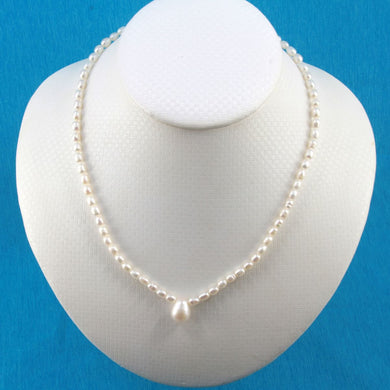 White Freshwater Pearl Pendant Necklace .925 Silver Clasp