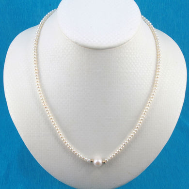 White Pearl Pendant Necklace with 14k Gold