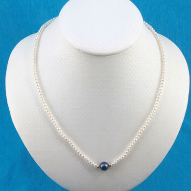 Black Pearl Pendant with 14k Gold Accents Necklace