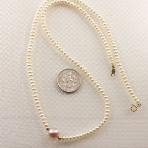 Pink Pearl Pendant Necklace – 14k Gold Details