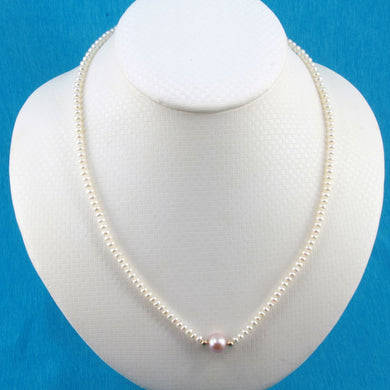 Pink Pearl Pendant Necklace – 14k Gold Details