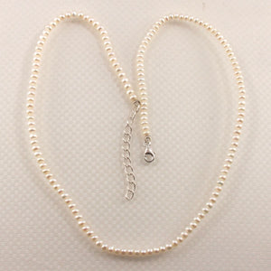 White Seed Pearl Necklace – Adjustable with .925 Silver Clasp