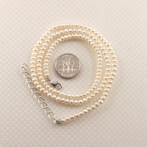 White Seed Pearl Necklace – Adjustable with .925 Silver Clasp