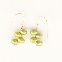 Load image into Gallery viewer, Gold-Filled Green Rice Pearl Earrings – Handcrafted Drop