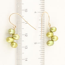 Load image into Gallery viewer, Gold-Filled Green Rice Pearl Earrings – Handcrafted Drop