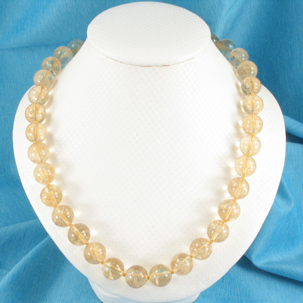 Golden Citrine Bead Necklace – 14K Yellow Gold Clasp