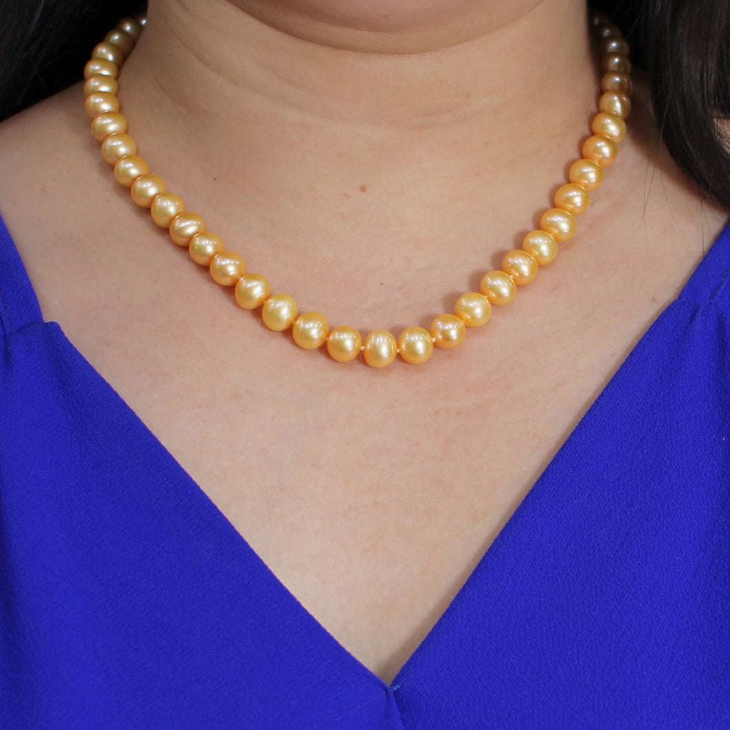 Golden Freshwater Cultured Pearl Necklace with Magnet Clasp
