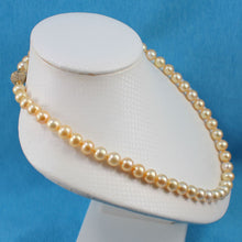 Load image into Gallery viewer, Golden Cultured Pearl Hand-Knotted Necklace with CZ Magnet Clasp