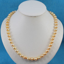 Load image into Gallery viewer, Golden Cultured Pearl Hand-Knotted Necklace with CZ Magnet Clasp