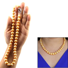 Load image into Gallery viewer, Golden Freshwater Cultured Pearl Hand-Knotted Necklace with Jumbo Spring Ring Clasp