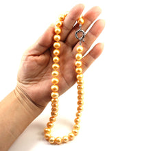 Load image into Gallery viewer, Golden Freshwater Cultured Pearl Hand-Knotted Necklace with Jumbo Spring Ring Clasp