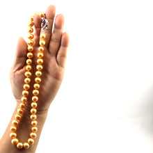 Load image into Gallery viewer, Golden Freshwater Cultured Pearl Hand-Knotted Necklace with Jumbo Spring Ring Clasp
