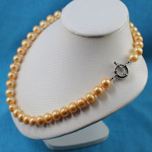 Load image into Gallery viewer, Golden Freshwater Cultured Pearl Hand-Knotted Necklace with Jumbo Spring Ring Clasp