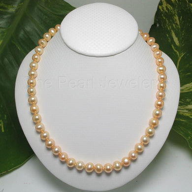Golden Freshwater Cultured Pearl Necklace with Gold-Filled Clasp (17”)