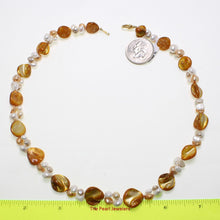 Load image into Gallery viewer, Golden Mother of Pearl &amp; Freshwater Pearl Necklace