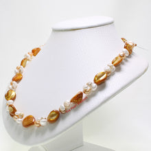 Load image into Gallery viewer, Golden Mother of Pearl &amp; Freshwater Pearl Necklace