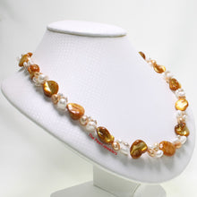 Load image into Gallery viewer, Golden Mother of Pearl &amp; Freshwater Pearl Necklace