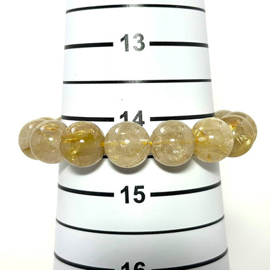 12mm Golden Rutilated Quartz Beads Stretch Bracelet