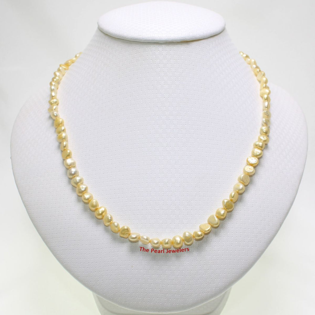Golden Yellow Baroque Pearl Necklace – Simple Style