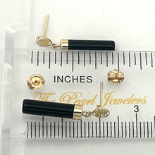 Load image into Gallery viewer, 14K Yellow Gold Good Fortune Column Black Onyx Stud Earrings