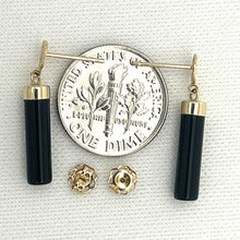 Load image into Gallery viewer, 14K Yellow Gold Good Fortune Column Black Onyx Stud Earrings