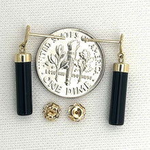 Load image into Gallery viewer, 14K Yellow Gold Good Fortune Column Black Onyx Stud Earrings