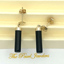 Load image into Gallery viewer, 14K Yellow Gold Good Fortune Column Black Onyx Stud Earrings