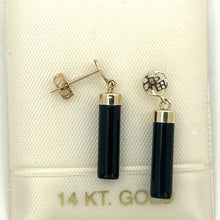 Load image into Gallery viewer, 14K Yellow Gold Good Fortune Column Black Onyx Stud Earrings