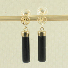 Load image into Gallery viewer, 14K Yellow Gold Good Fortune Column Black Onyx Stud Earrings