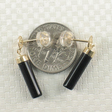 Load image into Gallery viewer, 14K Yellow Gold Good Fortune Column Black Onyx Stud Earrings