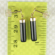 Load image into Gallery viewer, 14K Yellow Gold Good Fortune Column Black Onyx Stud Earrings