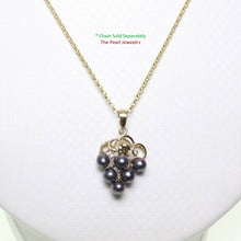 Load image into Gallery viewer, Gray Pearl Grape Pendant – 14k Yellow Gold + Diamonds