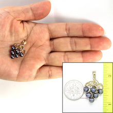 Load image into Gallery viewer, Gray Pearl Grape Pendant – 14k Yellow Gold + Diamonds