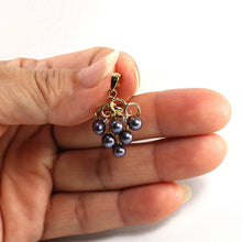 Load image into Gallery viewer, Gray Pearl Grape Pendant – 14k Yellow Gold + Diamonds