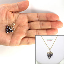 Load image into Gallery viewer, Gray Pearl Grape Pendant – 14k Yellow Gold + Diamonds